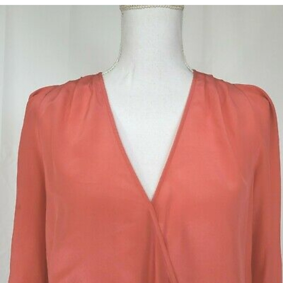 Madewell Bright Ember Silk Wrap Top S - Picture 7 of 7